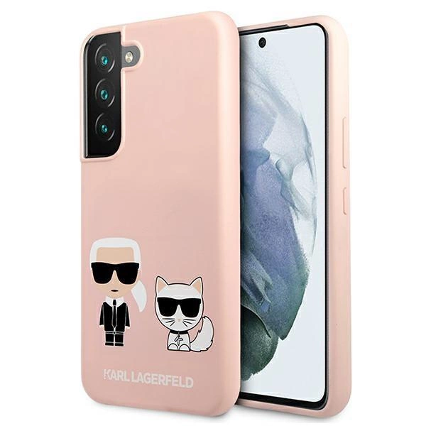 Karl Lagerfeld Silikonové pouzdro Ikonik Karl&Choupette pro Samsung Galaxy S22+ - světle růžové