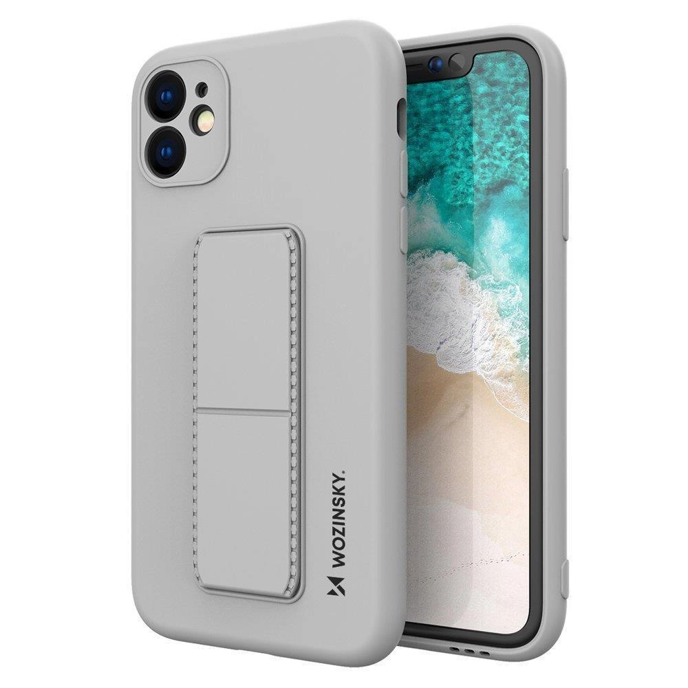 Wozinsky Kickstand Case silikonové pouzdro se stojánkem iPhone 12 šedé