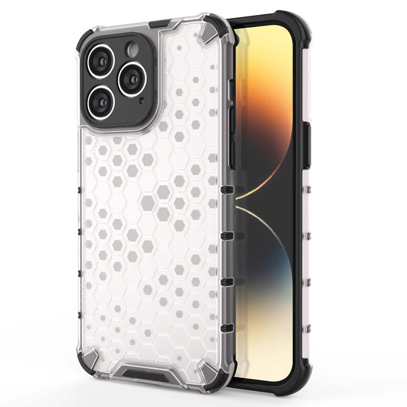 Hurtel Pouzdro Honeycomb iPhone 14 Pro Max obrněné hybridní pouzdro průhledné