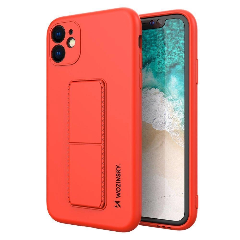 Wozinsky Kickstand Case silikonové pouzdro se stojánkem iPhone 12 červené