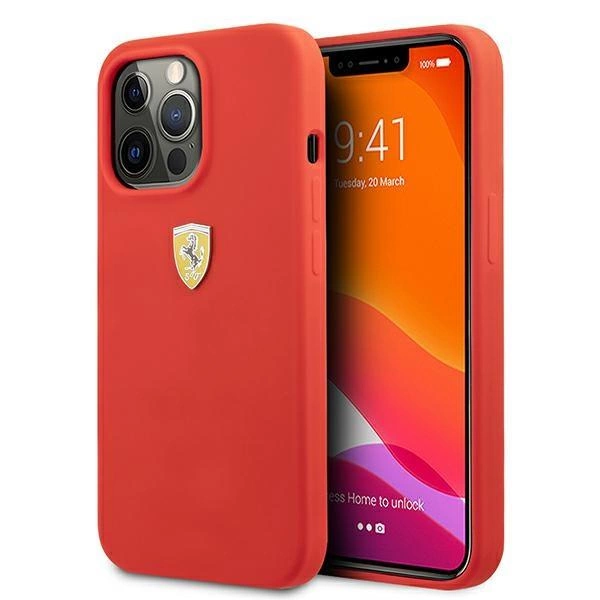 Silikonové pouzdro Ferrari pro iPhone 13 Pro Max - červené