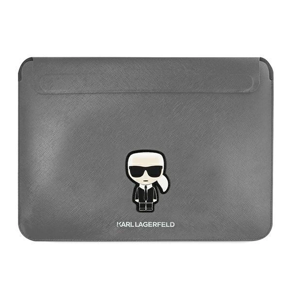 Brašna na notebook Karl Lagerfeld Saffiano Ikonik Karl 13-14'' - stříbrná