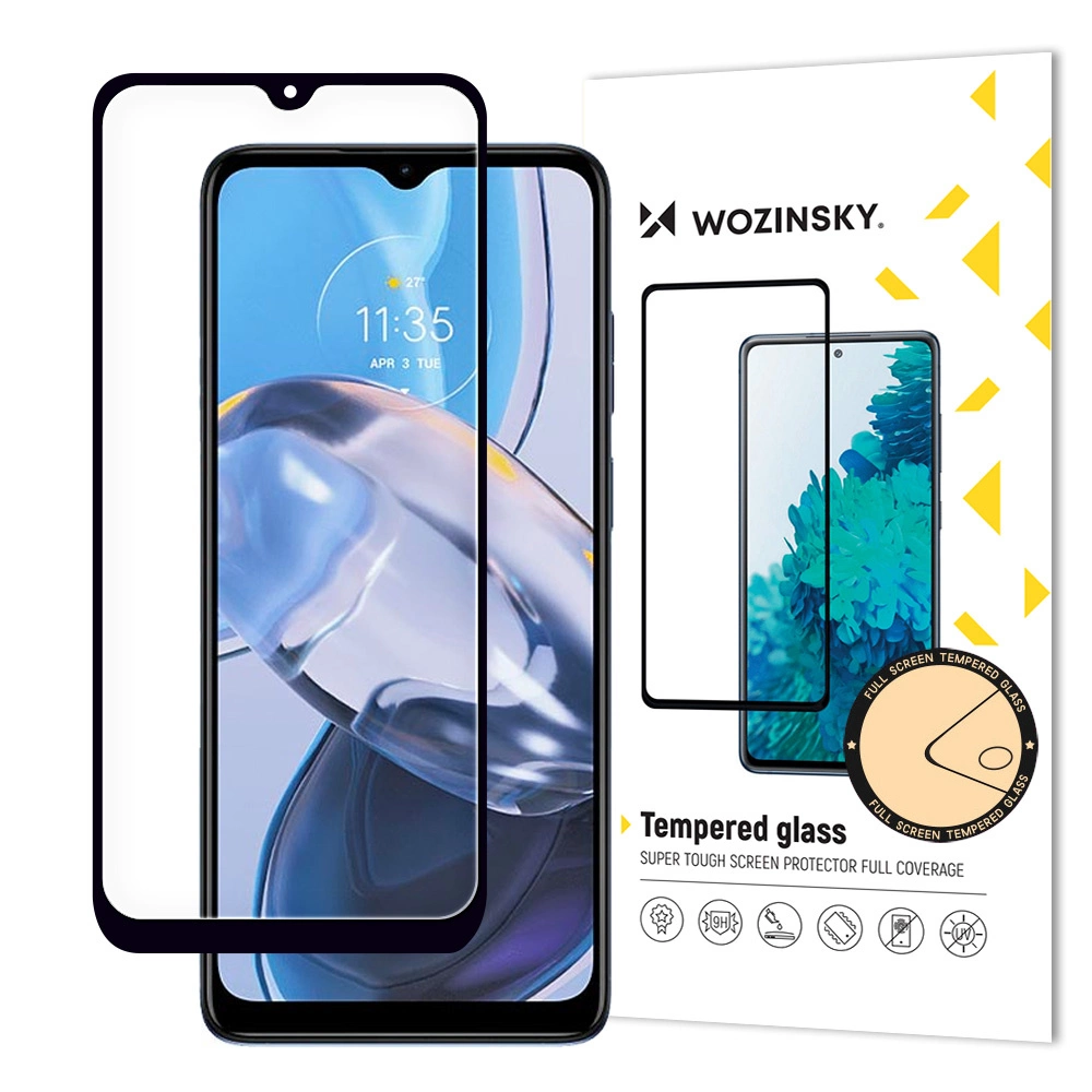 Wozinsky Full Glue tvrzené sklo Motorola Moto E22i / E22 full screen s rámečkem černé (vhodné do pouzdra)