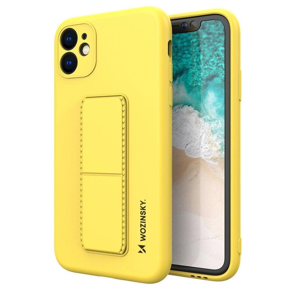 Wozinsky Kickstand Case silikonové pouzdro se stojánkem iPhone 12 žluté