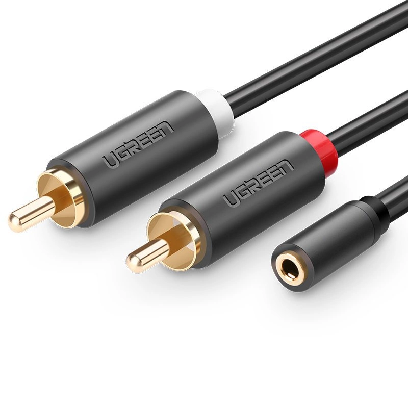 Ugreen audio kabel 3,5 mm mini jack (samice) - 2RCA (samec) 25 cm šedý (AV102 10561)