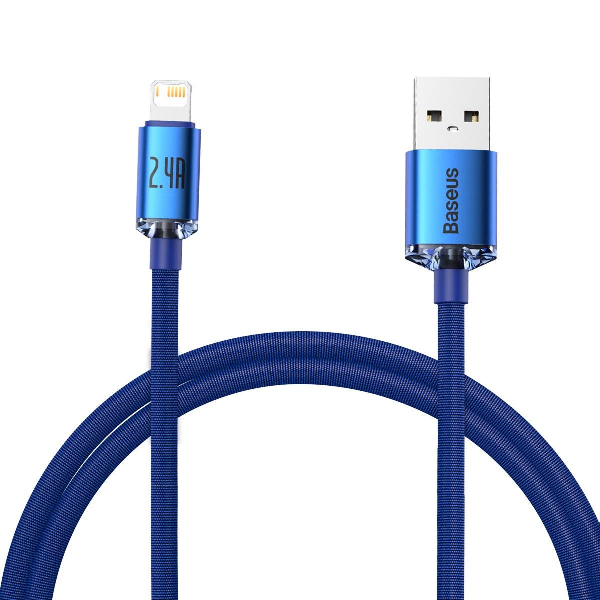 Kabel USB-Lightning Baseus Crystal Shine, 2,4 A, 1,2 m (modrý)
