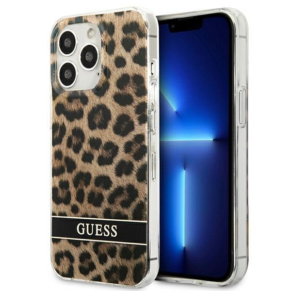 Pouzdro Guess Leopard pro iPhone 13 Pro / iPhone 13 - hnědé