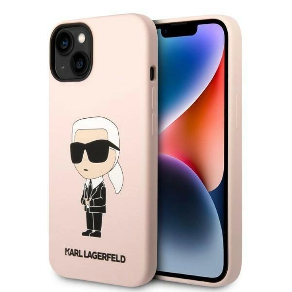 Silikonové pouzdro Karl Lagerfeld Iconic pro iPhone 14 Plus - růžové