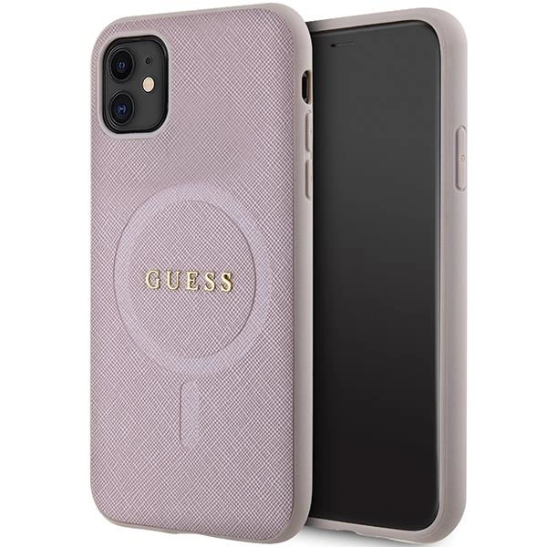 Pouzdro Guess Saffiano MagSafe pro iPhone 11 / Xr - růžové