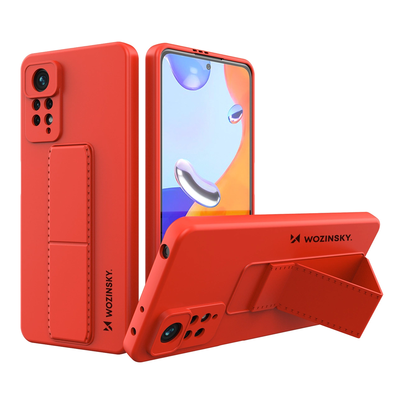 Wozinsky Kickstand Case silikonové pouzdro se stojánkem pro Xiaomi Redmi Note 11 Pro červené