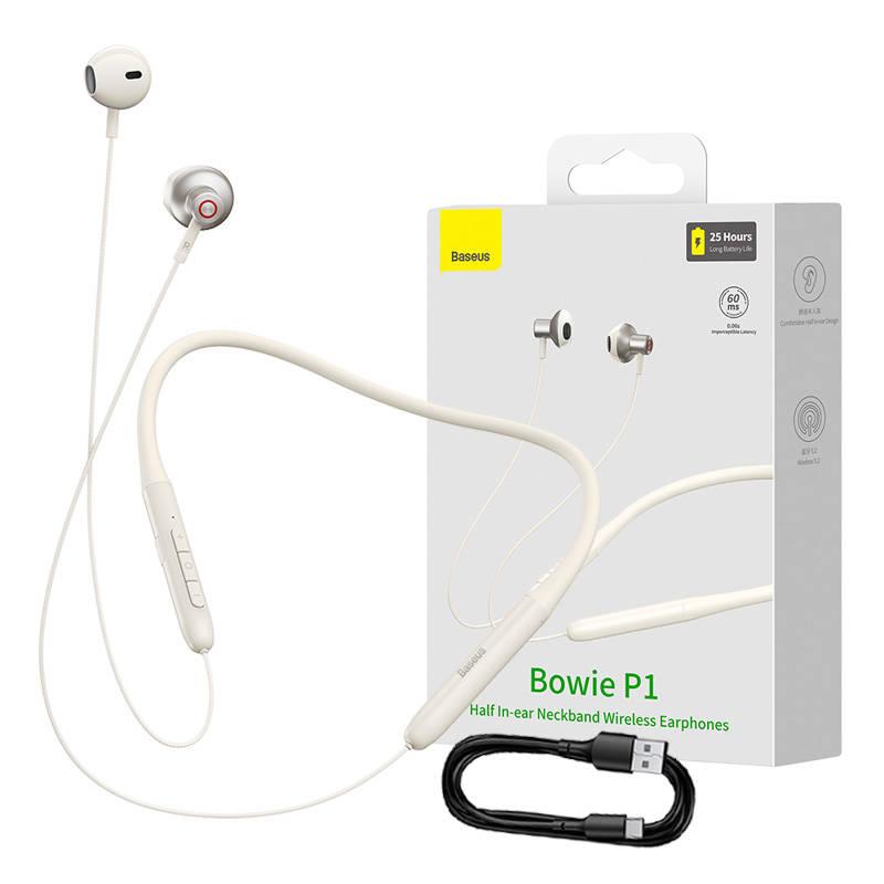 Bezdrátová sportovní sluchátka do uší Baseus Bowie P1 (béžová)