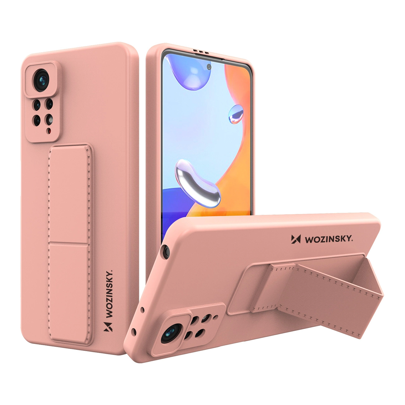 Wozinsky Kickstand Case silikonové pouzdro se stojánkem Xiaomi Redmi Note 11 Pro růžové