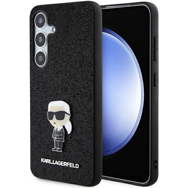Karl Lagerfeld Fixed Glitter Iconic Logo Metal Pin Case pro Samsung Galaxy S24+ - černé
