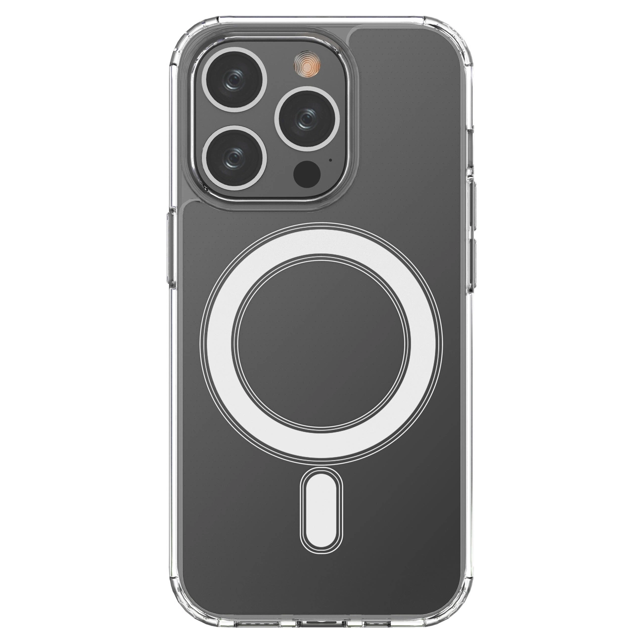 Hurtel Čiré magnetické pouzdro s MagSafe pro iPhone 14 Pro se stříbrným kroužkem - čiré