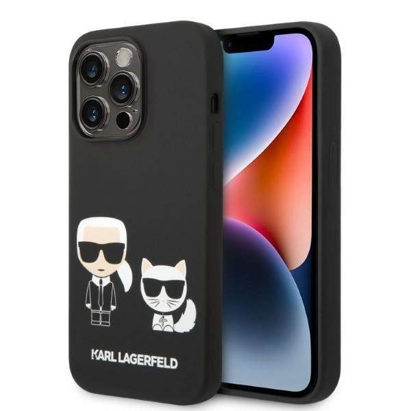 Karl Lagerfeld Liquid Silicone Karl&Choupette MagSafe pouzdro pro iPhone 14 Pro - černé