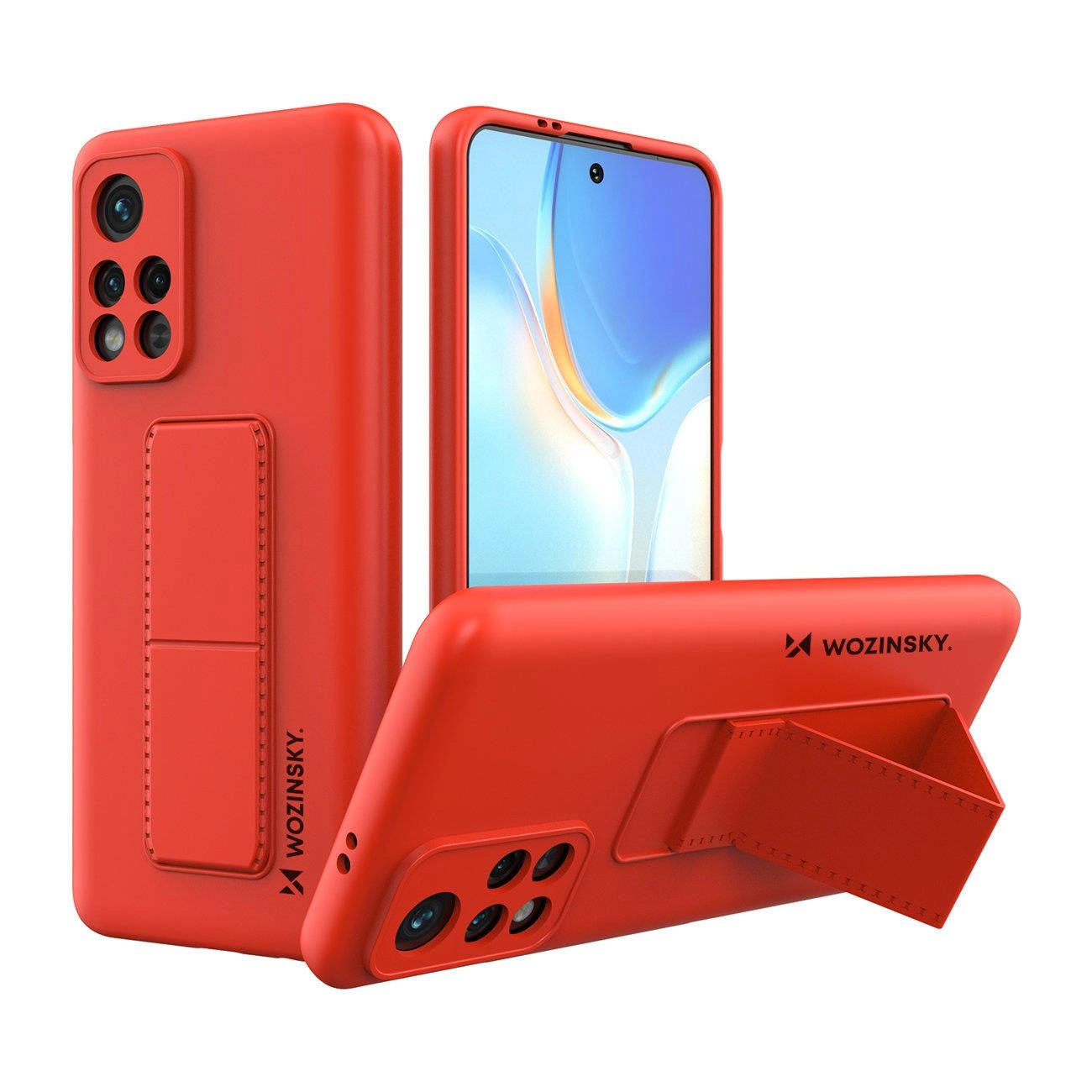 Wozinsky Kickstand Case silikonové pouzdro se stojánkem pro Xiaomi Redmi 10 červené