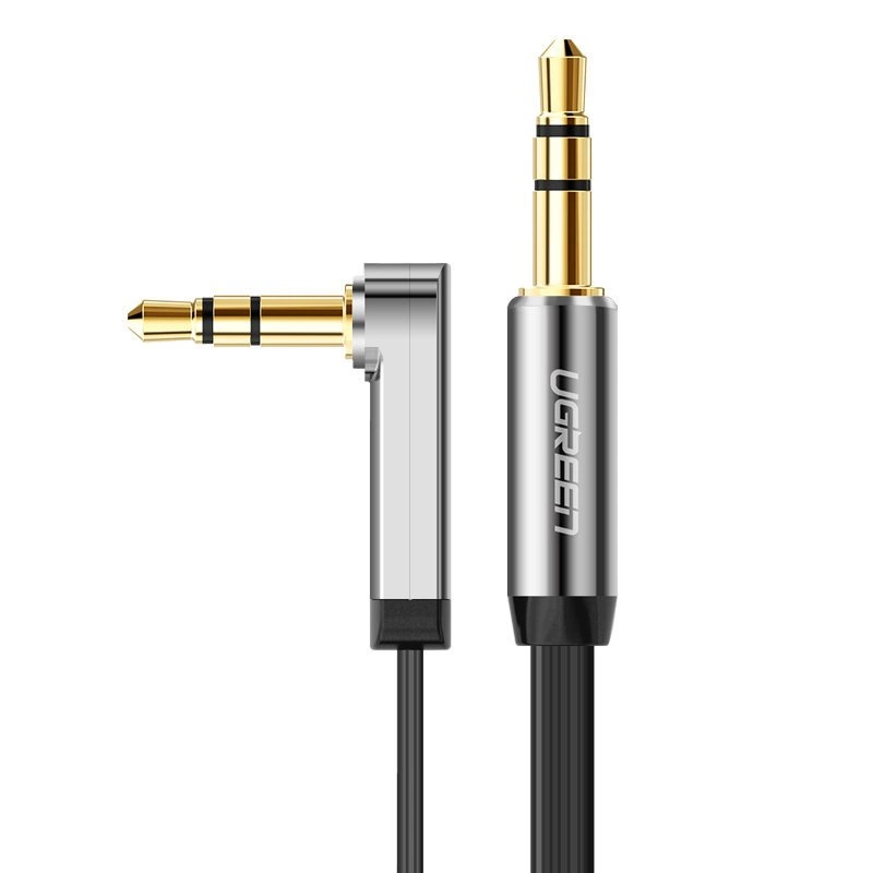 Ugreen plochý úhlový audio kabel AUX 3,5 mm mini jack 0,5 m černý (AV119 10596)