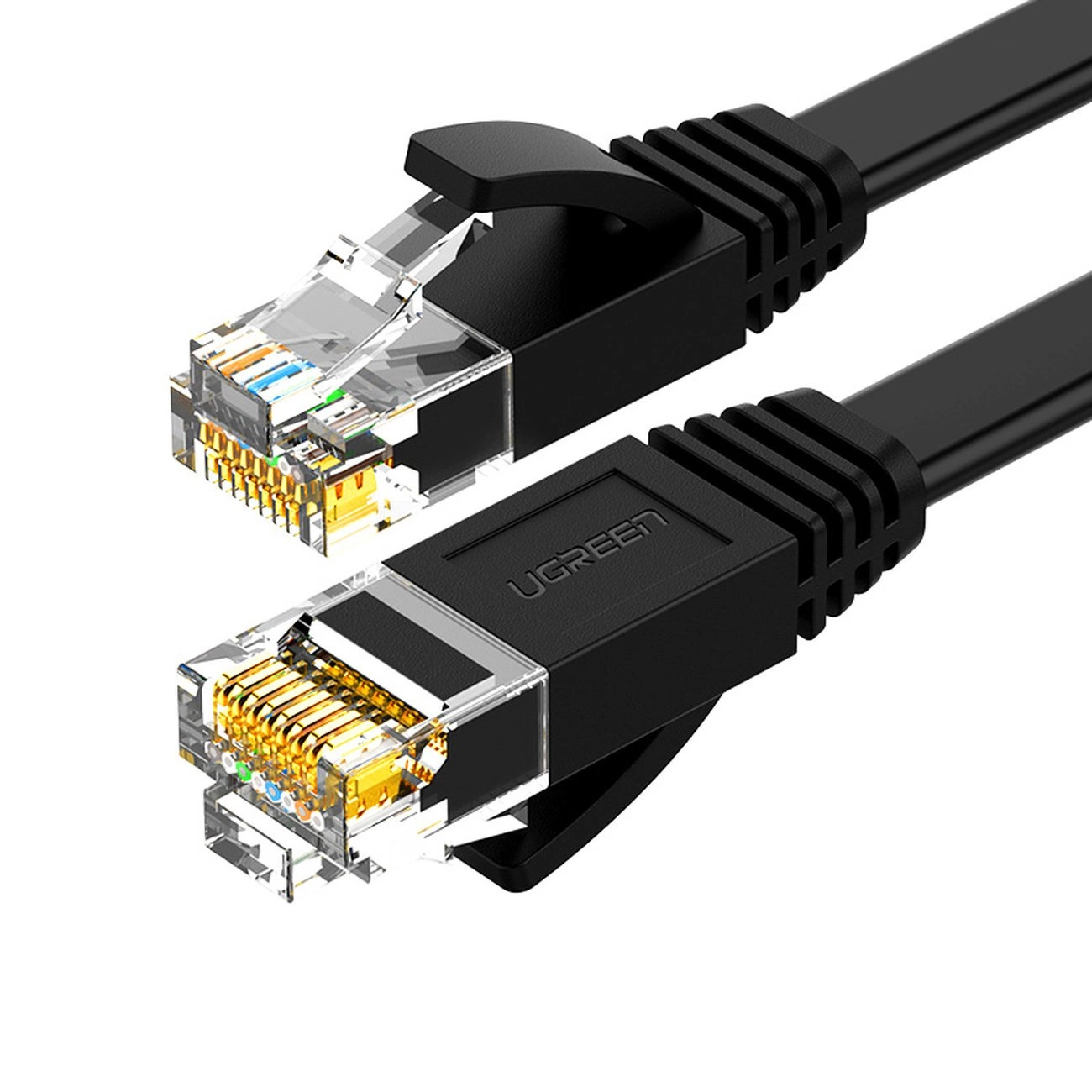 Plochý síťový kabel Ugreen LAN Ethernet Cat. 6 0,5 m černý (NW102)