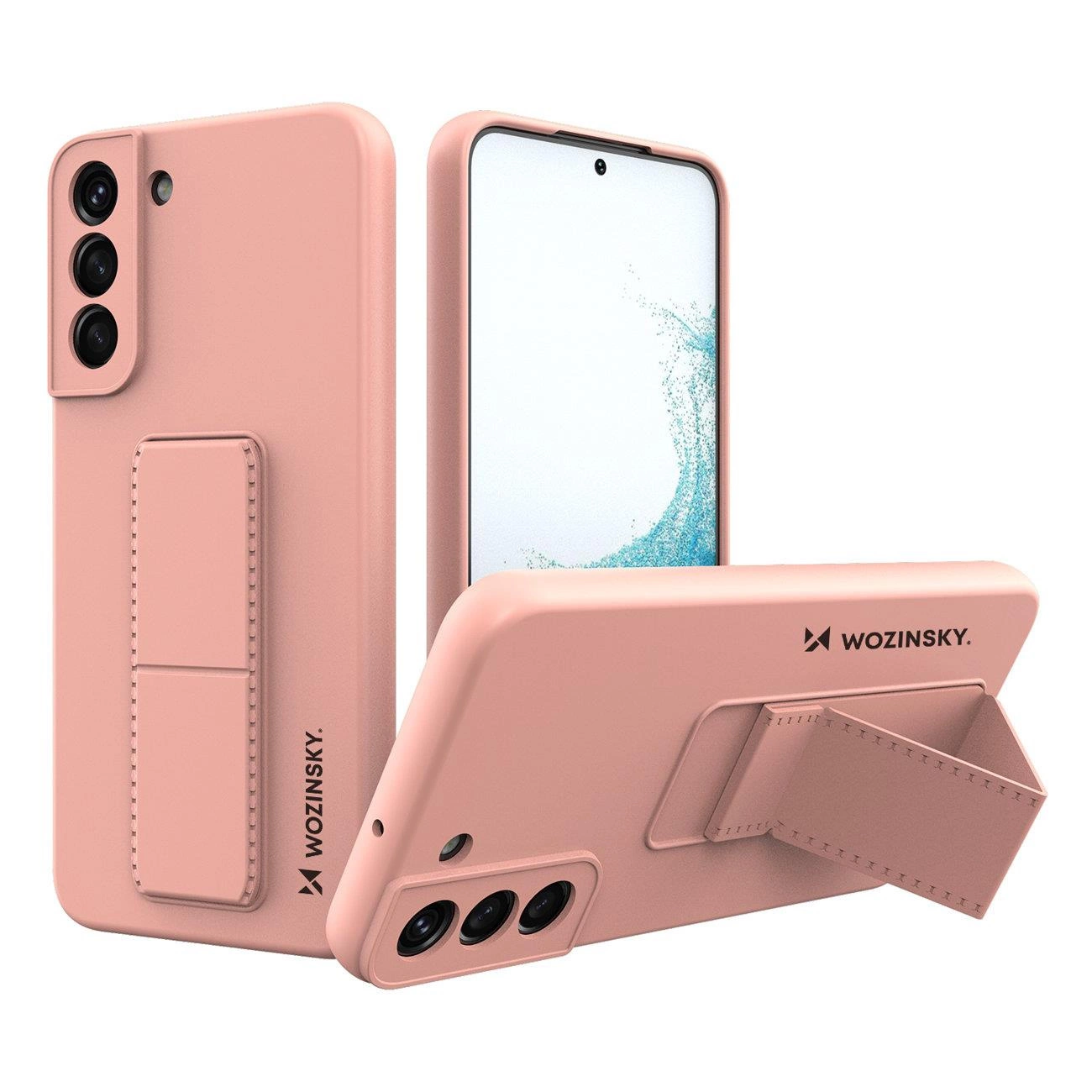 Wozinsky Kickstand Case silikonové pouzdro se stojánkem Samsung Galaxy S22+ růžové