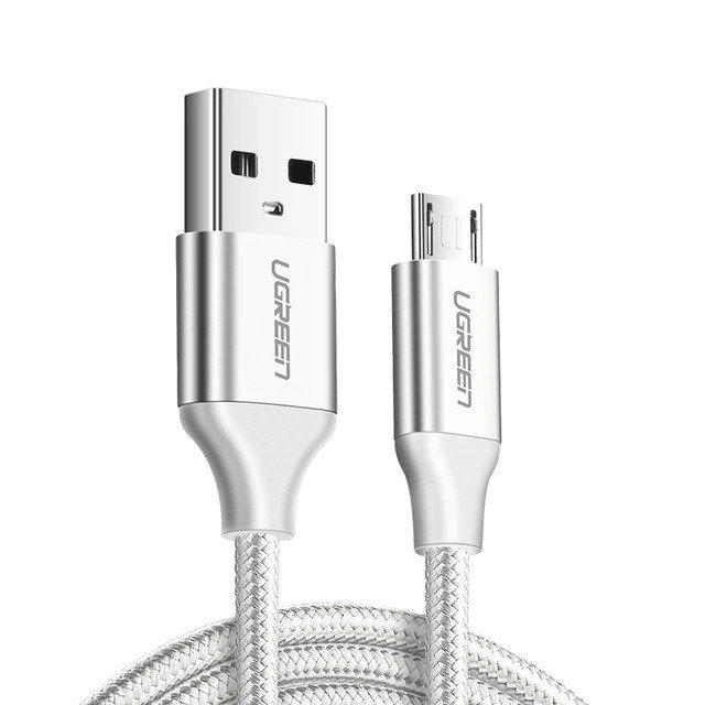 Kabel USB-Micro USB UGREEN QC 3.0 2.4A 2m (bílý)