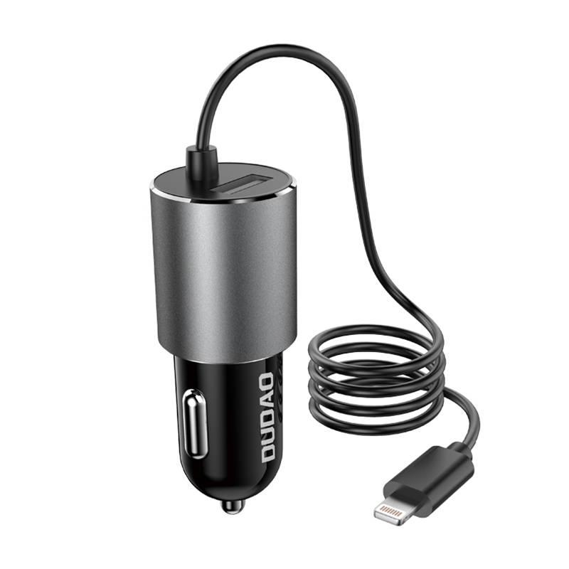 Nabíječka do auta Dudao R5ProL 1x USB, 3,4A + Lightning kabel (šedá)