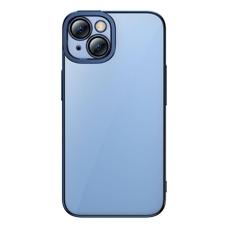 Ochranná sada Baseus Glitter transparentní pouzdro a tvrzené sklo pro iPhone 14 Plus (modré)