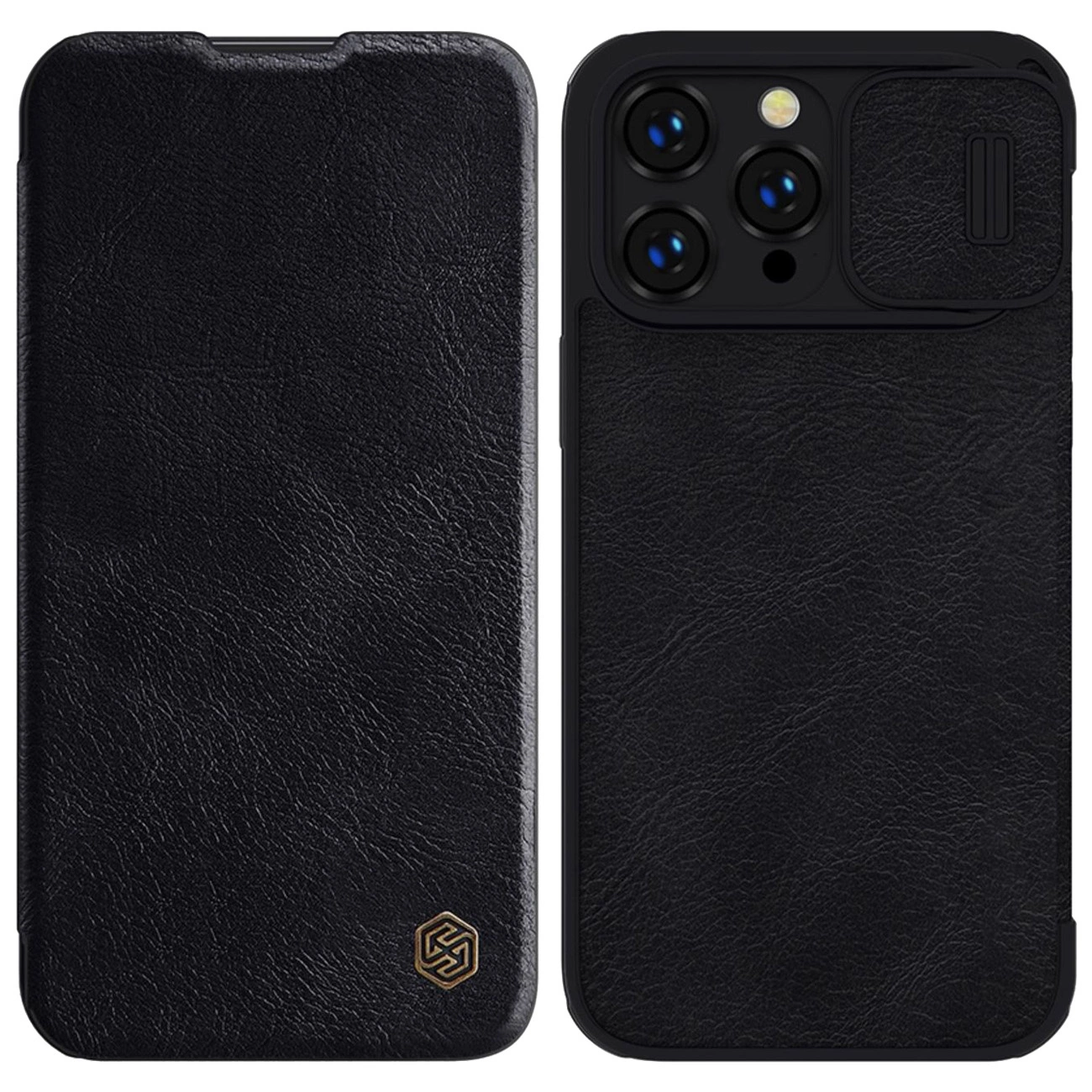 Nillkin Qin Leather Pro Case iPhone 14 Pro Max kryt fotoaparátu pouzdro flip kryt černá