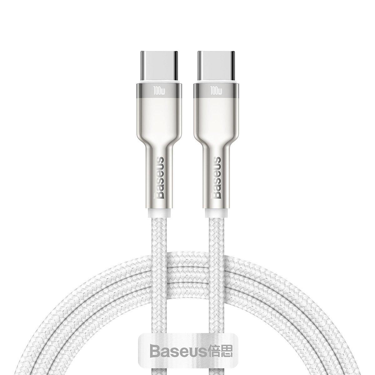 Kabel USB-C na USB-C Baseus Cafule, 100 W, 1 m (bílý)