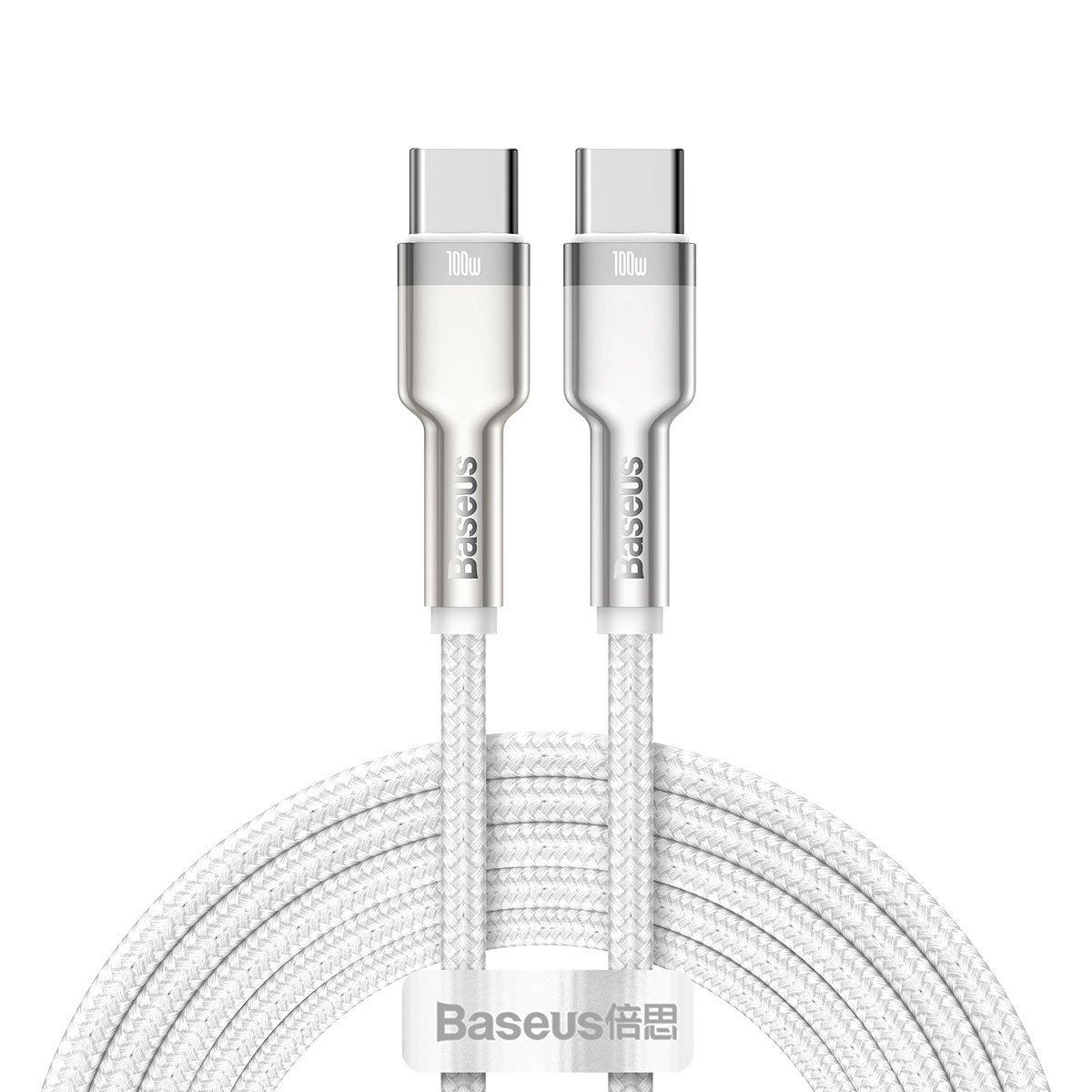 Kabel USB-C na USB-C Baseus Cafule, 100 W, 2 m (bílý)