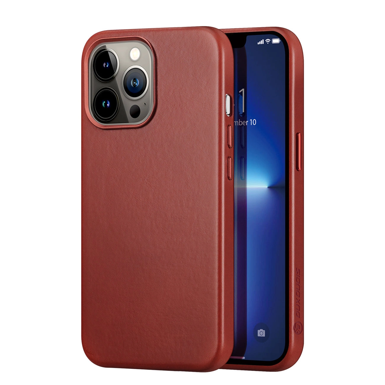 Kožené pouzdro Dux Ducis Naples pro iPhone 13 Pro Max (kompatibilní s MagSafe) červené