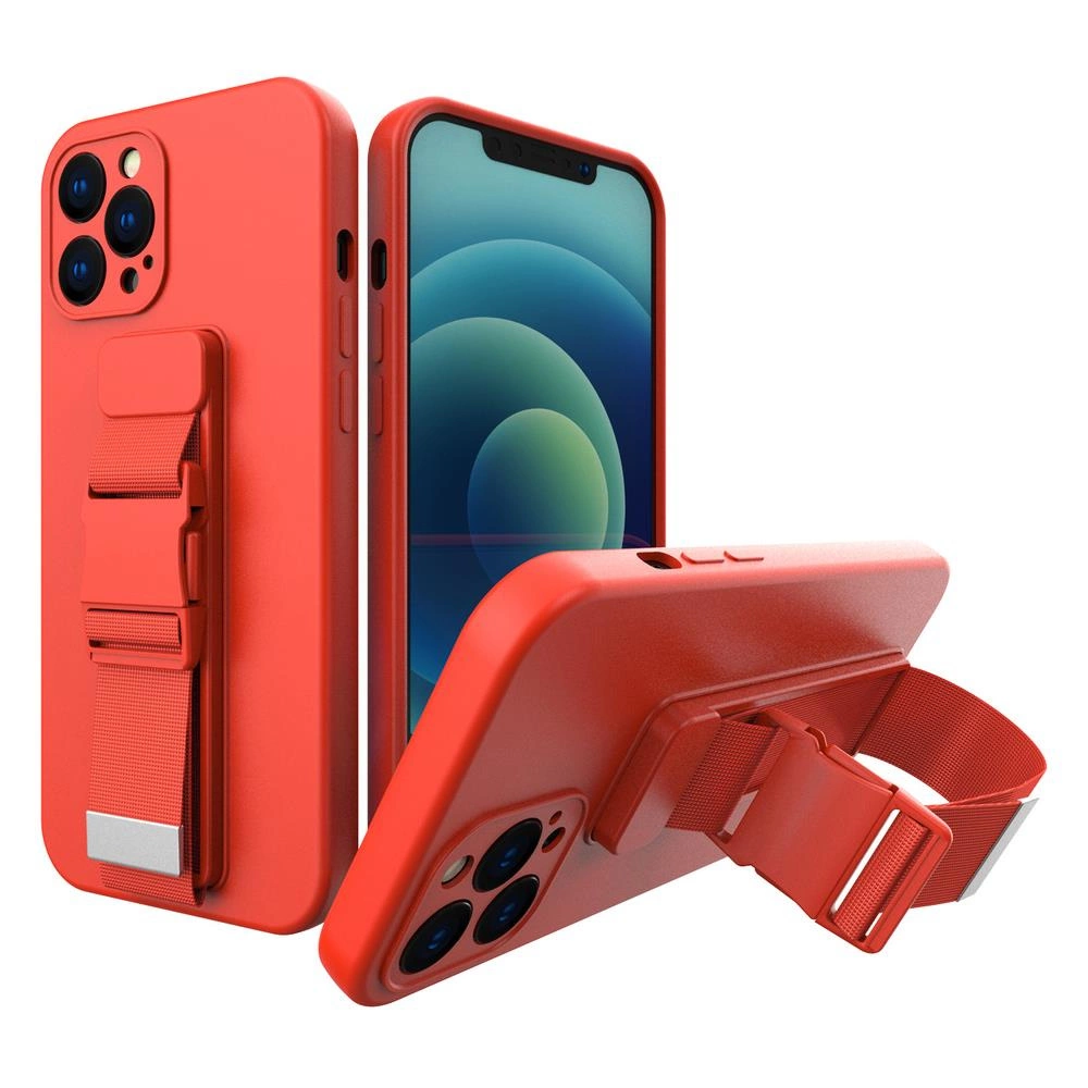 Hurtel Lanové pouzdro gelové pouzdro se šňůrkou řetízek taška šňůrka Xiaomi Redmi 10X 4G / Xiaomi Redmi Note 9 červená