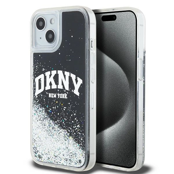 Pouzdro DKNY Liquid Glitter Big Logo pro iPhone 15 Plus / 14 Plus - černé