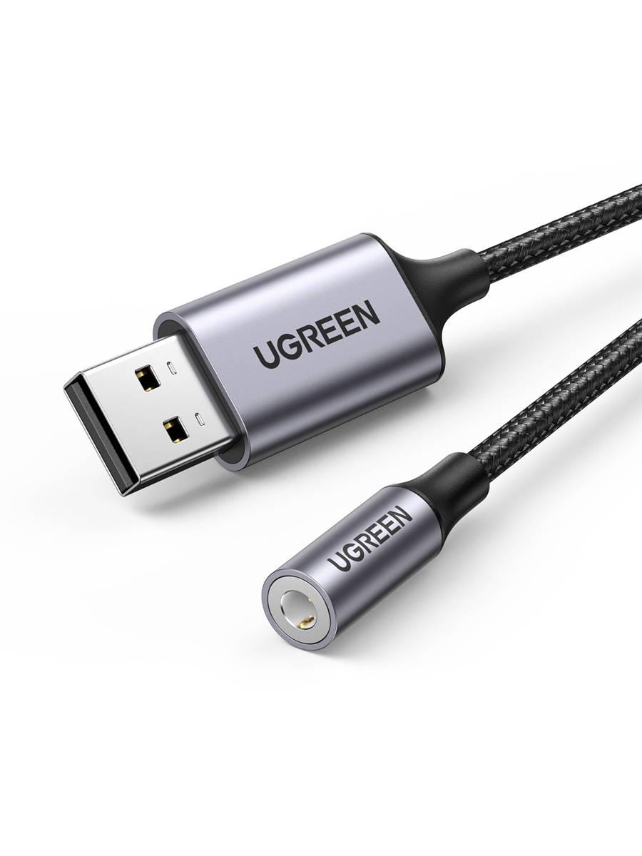 UGREEN CM477, audio adaptér USB na mini jack 3,5 mm AUX (šedý)