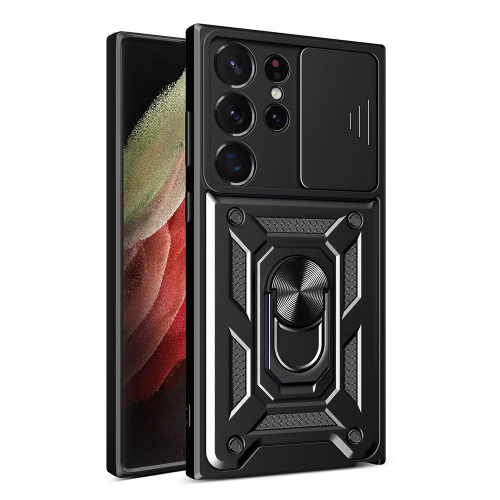 Hurtel Hybrid Armor Camshield pouzdro pro Samsung Galaxy S23 Ultra obrněné pouzdro s krytem fotoaparátu černé