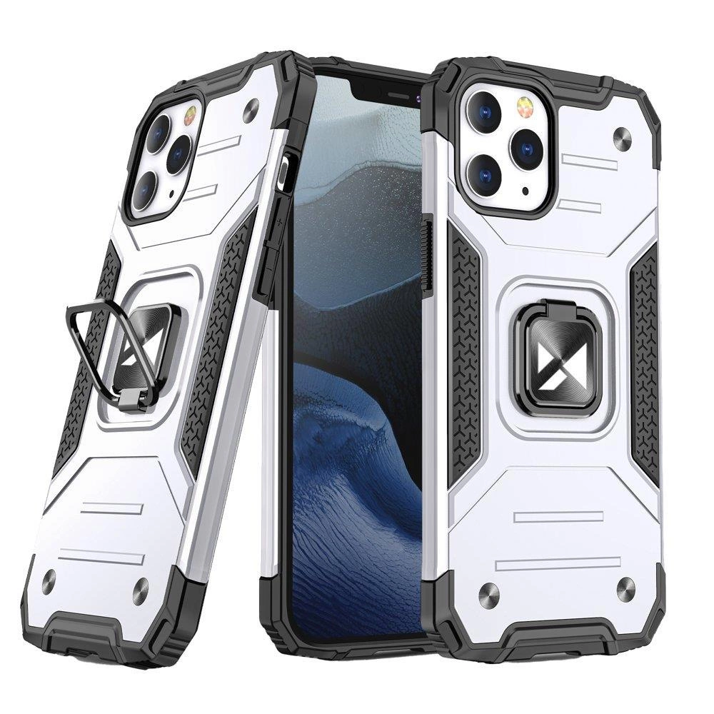 Wozinsky Ring Armor pancéřový hybridní kryt + magnetický držák iPhone 13 Pro Max stříbrný