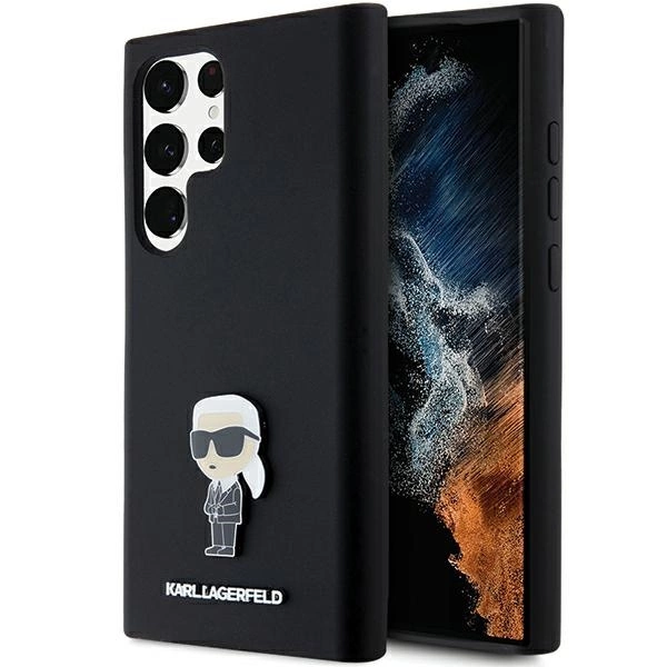 Karl Lagerfeld Silikonové pouzdro Ikonik Metal Pin pro Samsung Galaxy S23 Ultra - černé