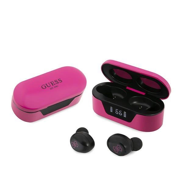 Sluchátka Bluetooth Guess TWS + dokovací stanice - růžová