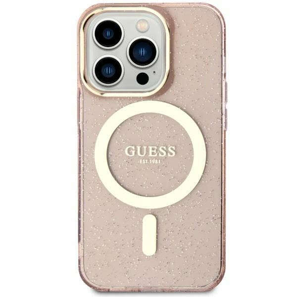 Guess Glitter Gold MagSafe pouzdro pro iPhone 11 / Xr - růžové
