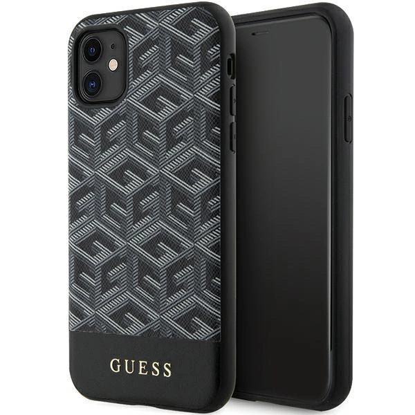 Pouzdro Guess GCube Stripes MagSafe pro iPhone 11 / Xr - černé