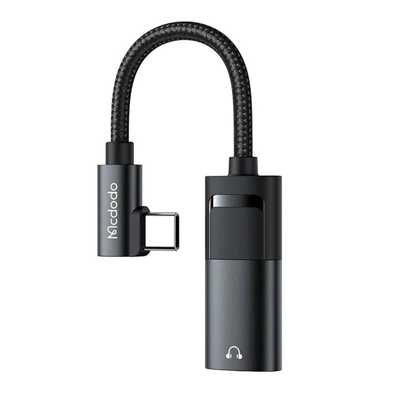 Adaptér USB-C na AUX mini jack 3,5 mm + USB-C, Mcdodo CA-1880 (černý)