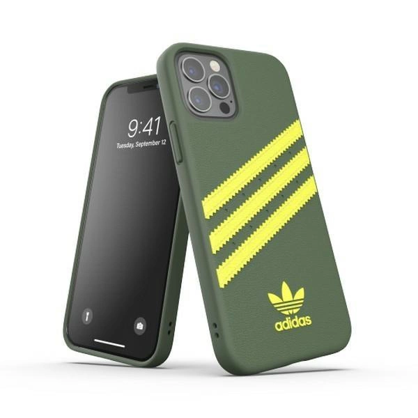 Adidas OR Tvarované pouzdro PU pro iPhone 12 Pro / iPhone 12 - zelené