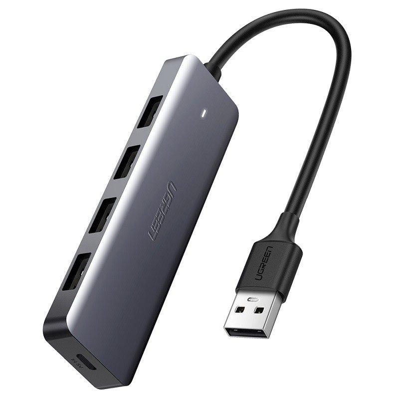 Adaptér 4 v 1 UGREEN USB na 4x USB 3.0 + USB-C (šedý)
