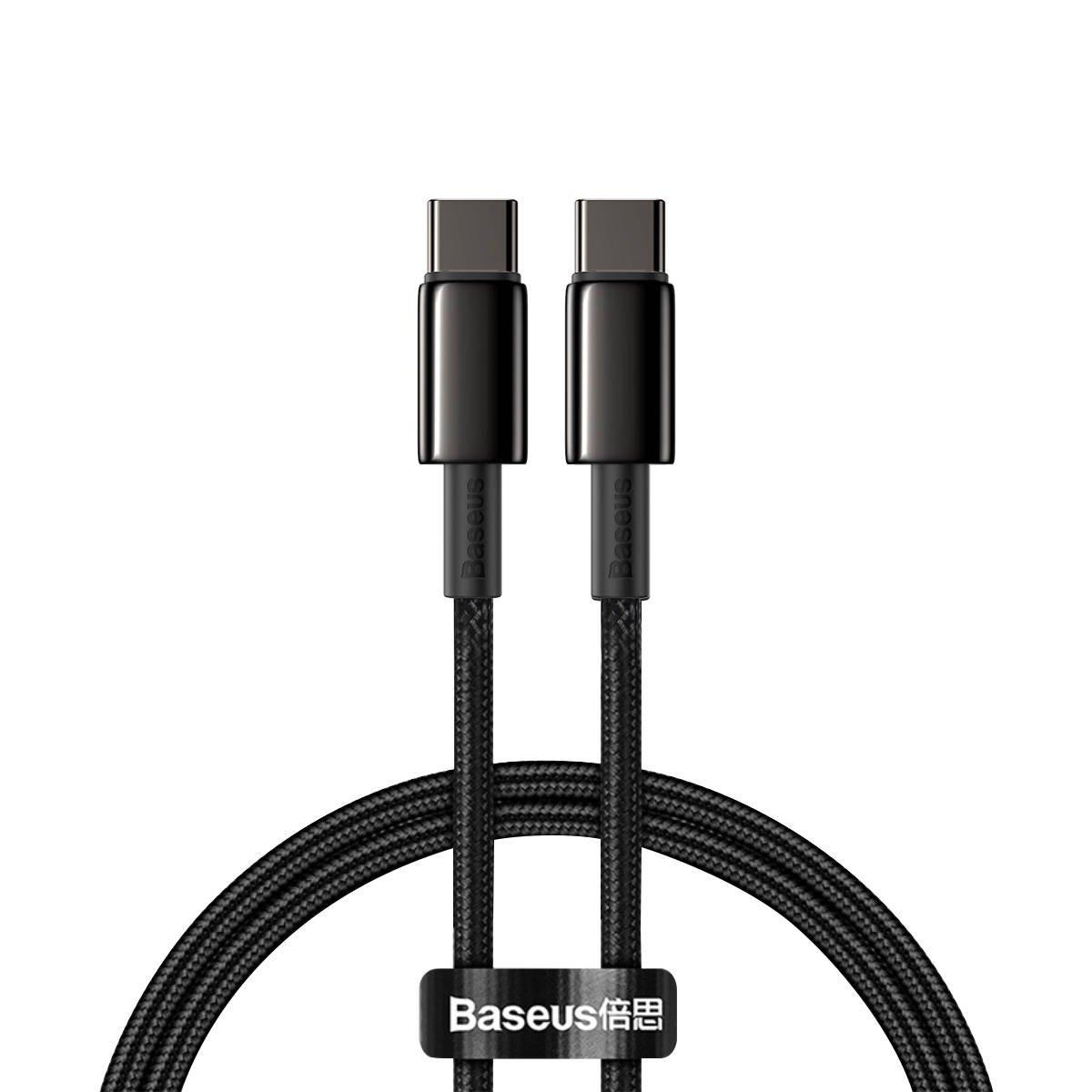 Kabel USB-C na USB-C Baseus Tungsten Gold, 100 W, 1 m (černý)