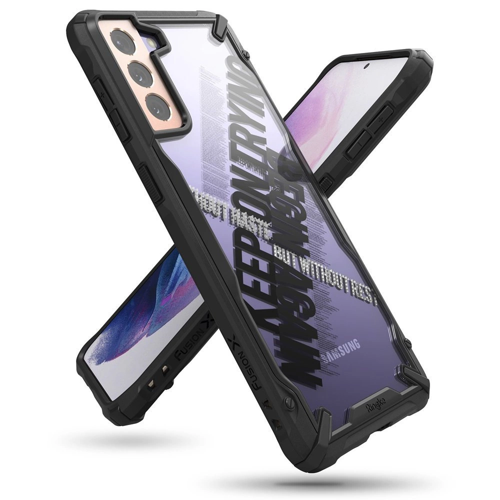 Ringke Fusion X Design pancéřové pouzdro s rámečkem Samsung Galaxy S21+ 5G (S21 Plus 5G) černé (Cross) (XDSG0053)