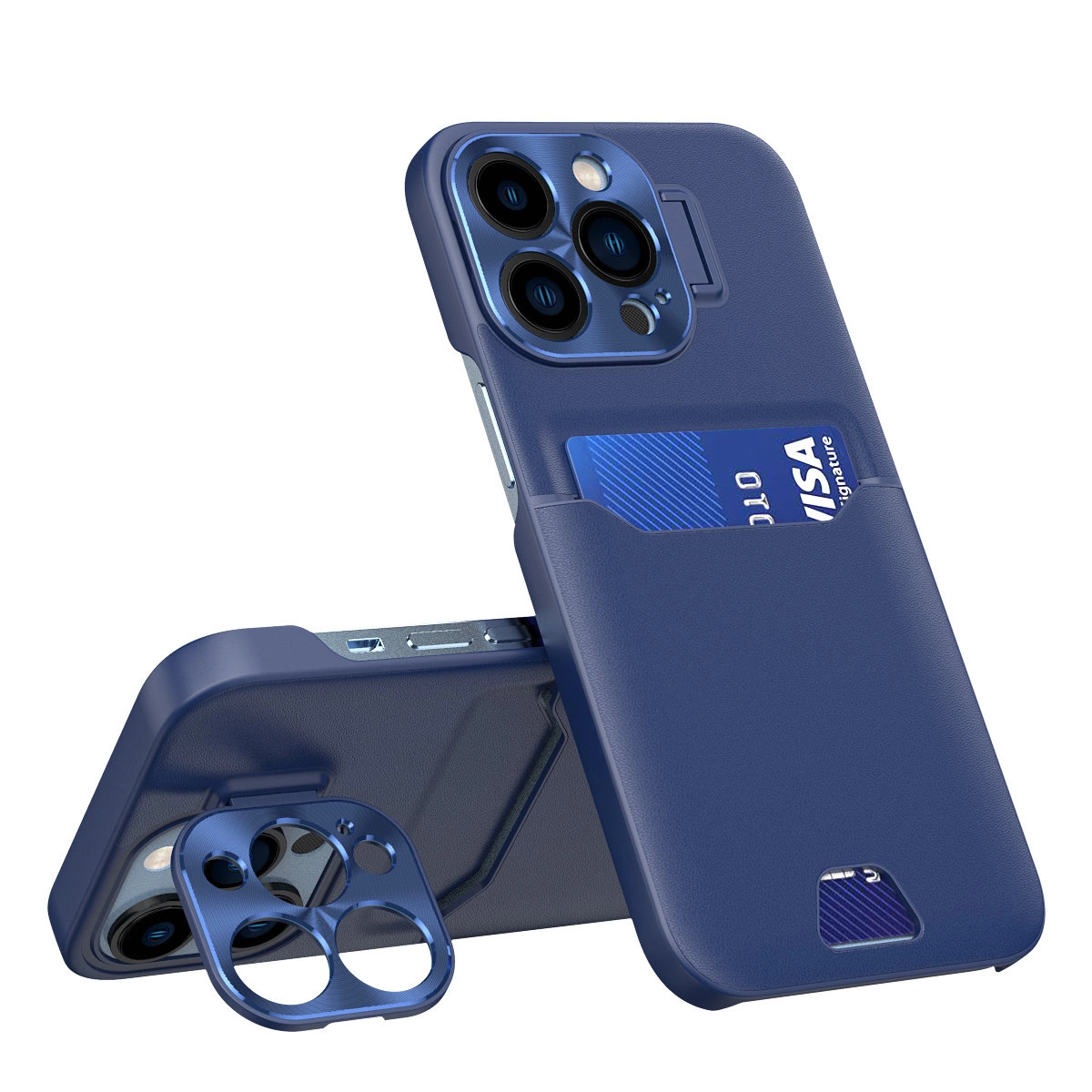 Hurtel Kožené pouzdro se stojánkem Samsung Galaxy S23 Ultra card wallet case with stand blue