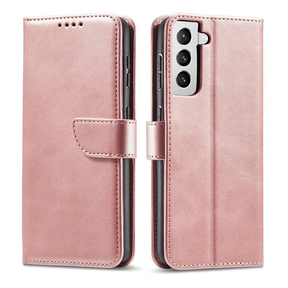 Hurtel Magnet Case elegantní pouzdro s flipovým krytem a funkcí stojánku Samsung Galaxy S22+ (S22 Plus) růžové
