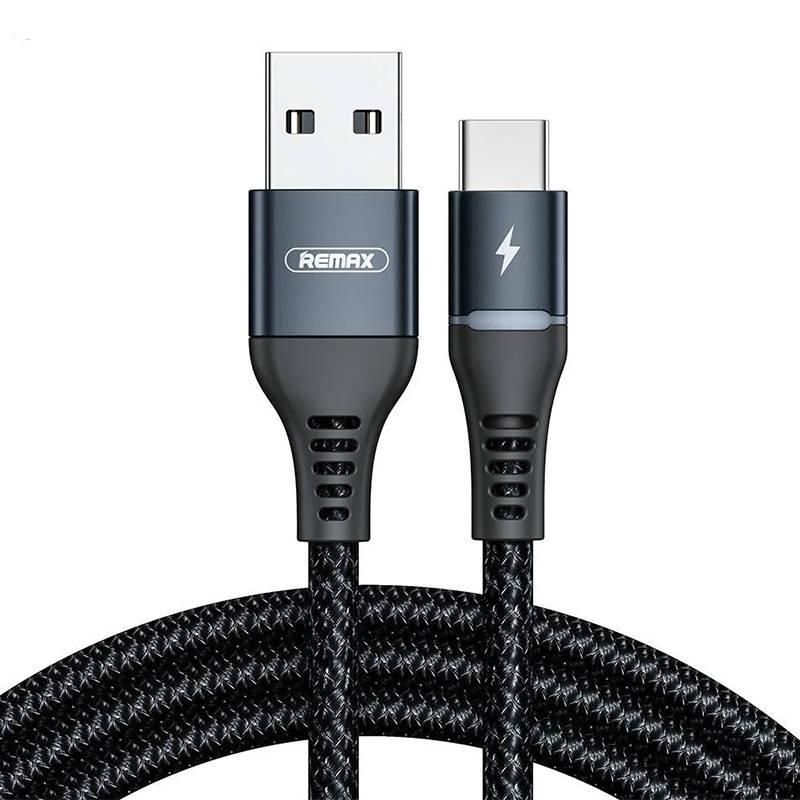 Kabel Remax Colorful Light USB-C, 1 m, 2,4 A (černý)