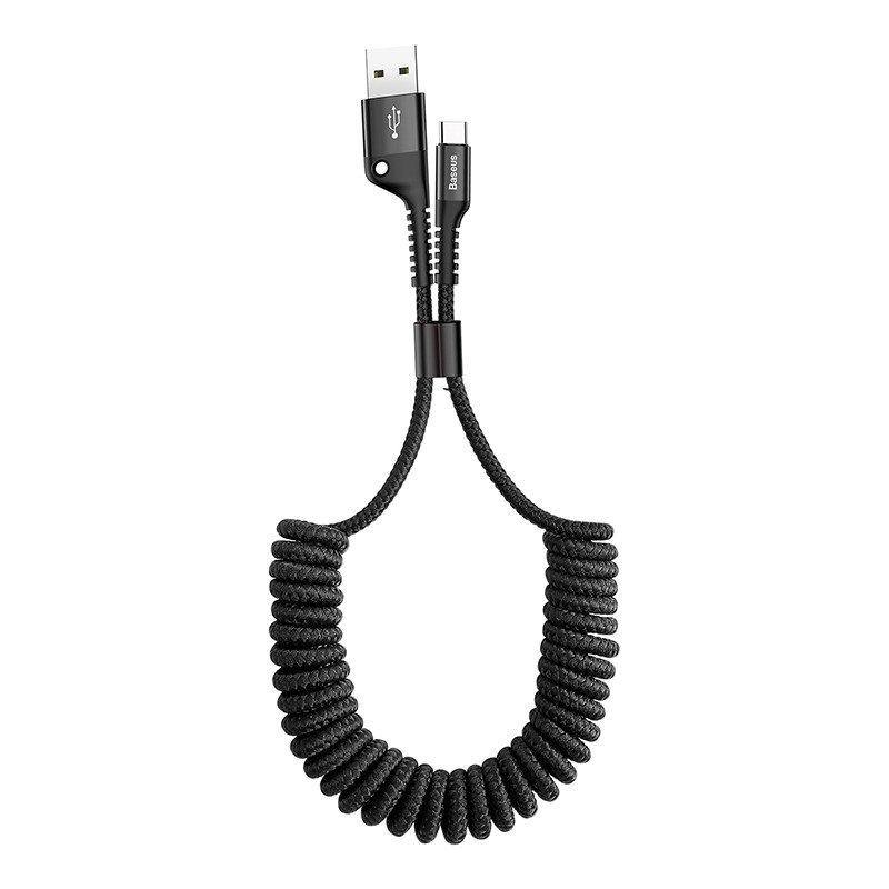 Pružinový kabel USB na USB-C Baseus Spring 1m 2A (černý)