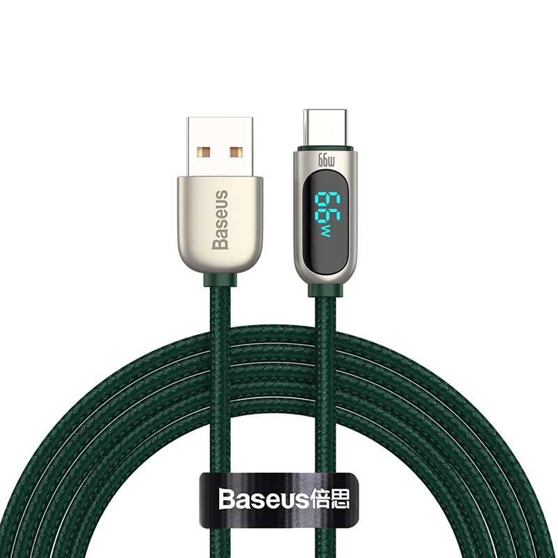 Kabel USB na USB-C Baseus Display, 66W, 2m (zelený)
