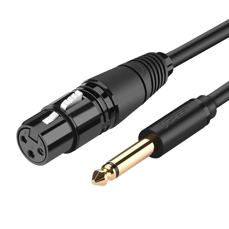 Ugreen audio kabel mikrofonní kabel XLR (samice) - 6,35 mm jack (samec) 2 m černý (20719 AV131)